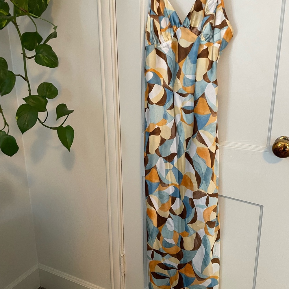 Abercrombie & Fitch Blue and Brown Patterned Dress